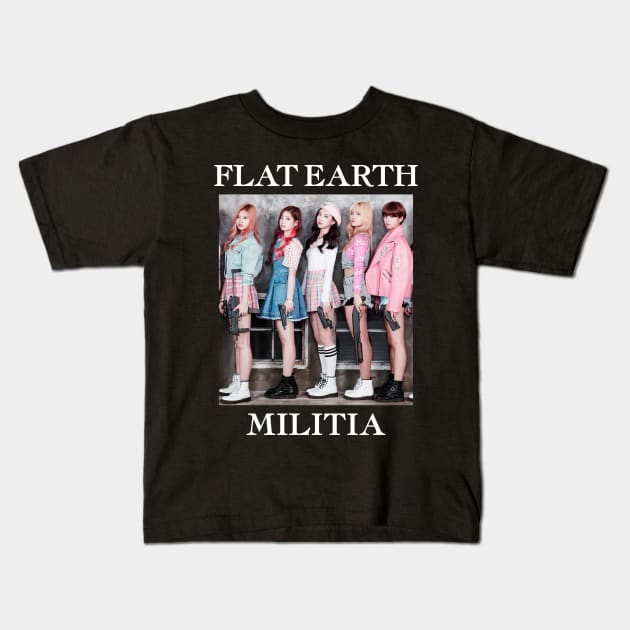 Flat Earth Militia Kids T-Shirt by Trytar